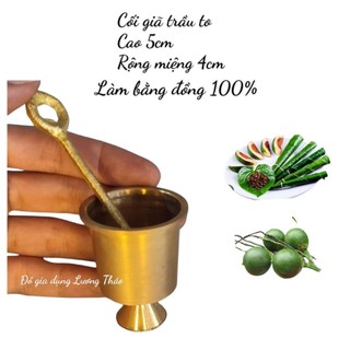 Ống ngoáy trầu - cối giã trầu bằng đồng to và bé