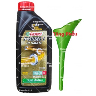 DẦU NHỚT TỔNG HỢP XE SỐ CASTROL POWER-1 ULTIMATE 4T 10W-30 1000ml ( 1L) ( Tặng Free 1 Phễu Châm Nhớt)