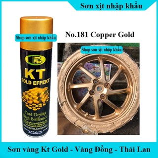 Sơn xịt mạ vàng đồng cao cấp No.181 Copper Gold KT Gold Bosny, sơn ô tô, xe máy, trang trí, dung tích 200ml