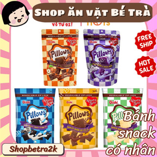 Snack Pillows Oishi nhân sữa dừa/socola/kem vani, Bánh snack nhân kem Oishi ăn liền đồ ăn vặt tuổi thơ (gói 85gr-100gr)