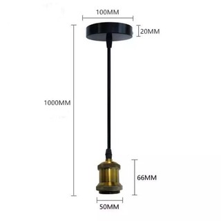 Bộ Đèn thả đơn đui đồng đúc T025, dây đen dây trắng dài 1m kèm đế ốp trần