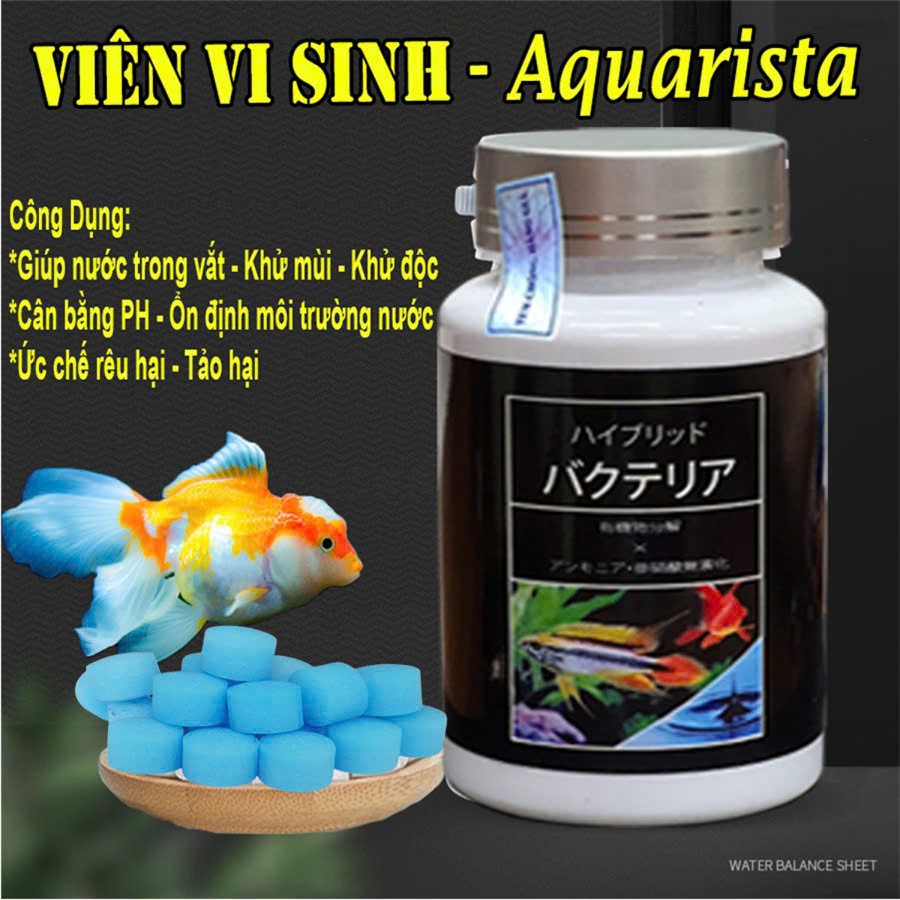 Aquarista Nhật lọ 100 viên vi sinh bể cá làm trong nước khử clo cho cá cảnh - Hàng CTY