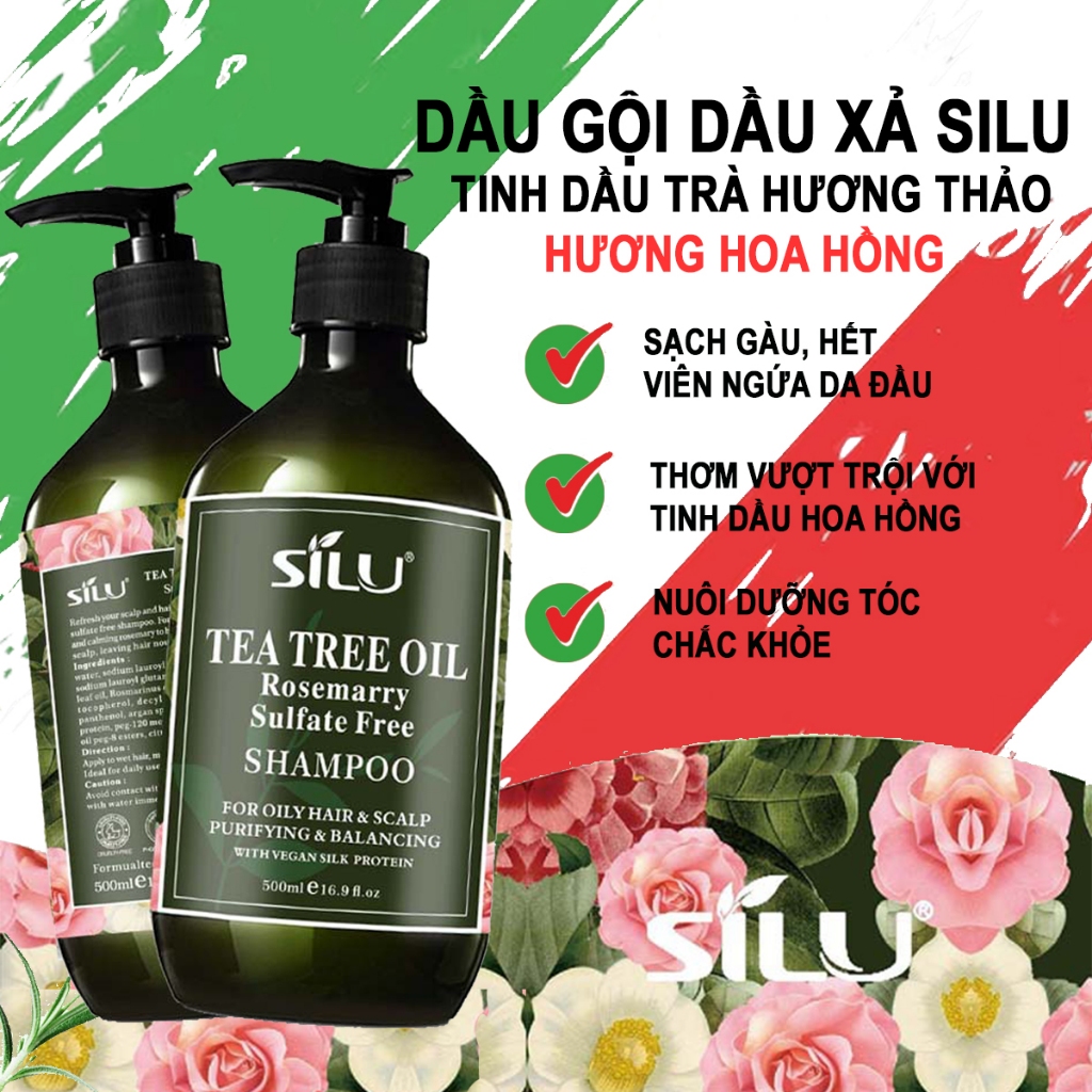Dầu Gội Dầu Xả Tràm Trà Hương Thảo SILIU 500ml Chiết Xuất Tự Nhiên Ngăn Ngừa Gàu Giúp Tóc Chắc Khỏe