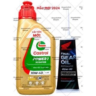 Combo nhớt tay ga castrol power scooter 10w40 800ml + nhớt lap honda
