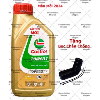 Dầu Nhớt Tổng Hợp Xe Số Castrol Power-1 10W40 800ml ( 0.8L)  + Bọc chân chống xe máy – Shopnhottot