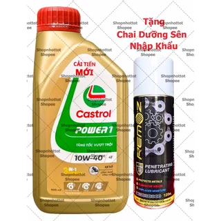 (Tặng Quà Tự Chọn) Dầu nhớt tổng hợp xe số Castrol Power-1 10w40 , Thể Tích: 800ml – ( 0.8L ) - Bản Nâng Cấp Mới