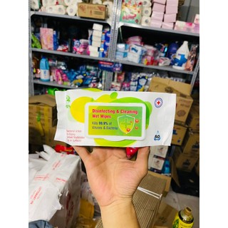 Khăn ướt DISINFECTING WIPES & Cleaning 50 tờ diệt khuẩn 99.9% bảo vệ an toàn cho da