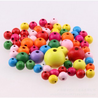 Hạt gỗ Đồ chơi xâu vòng . xâu hạt nhiều màu làm Hanmade thủ công mầm non