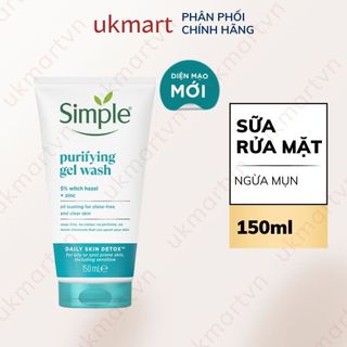 Sữa rửa mặt Simple giúp kiềm dầu và ngừa mụn hiệu quả cho da dầu mụn 150ml
