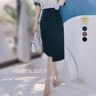 Chân váy bút chì công sở nữ kiểu xẻ lệch tà dáng dài CHUU CV6094
