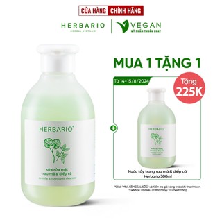 Sữa rửa mặt Rau má & Diếp cá herbario 200ml sạch mụn thuần chay
