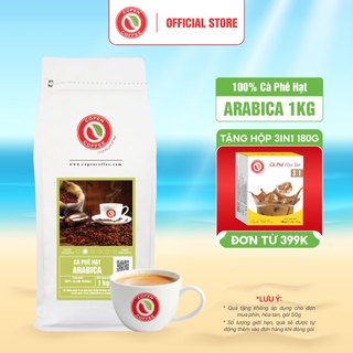 Cà phê hạt Arabica nguyên chất - Copen Coffee Gói 1KG - Dành cho Pha máy Espresso - Vị chua, đắng nhẹ