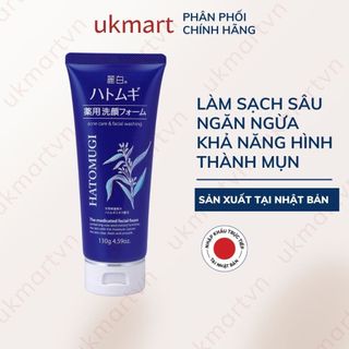 Sữa Rửa Mặt Ngừa Mụn Dưỡng Ẩm Làm Sáng Da Reihaku Hatomugi Acne Care & Facial Washing 130g