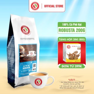 Cà phê hạt Robusta rang mộc nguyên chất - Copen Coffee 200G/GÓI - Gu truyền thống pha phin đắng đậm, thơm nồng