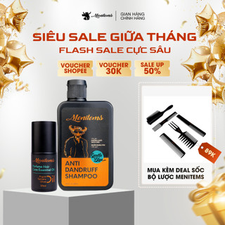 Bộ đôi Dầu gội dưỡng ngăn gầu và Tinh dầu dưỡng tóc Menitems giảm ngứa, hết nhờn, phục hồi tóc hư tổn, hương nước hoa