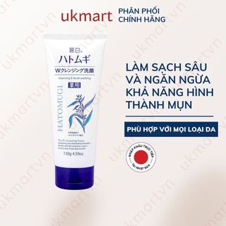 Sữa Rửa Mặt Tẩy Trang Hatomugi Chiết Xuất Ý Dĩ Sáng Da 130g The W Cleansing Foam