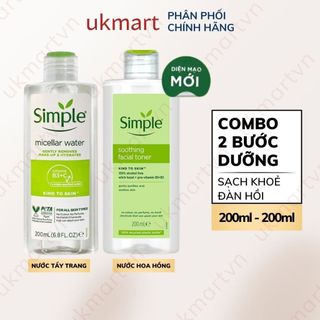 Combo Simple Làm Sạch Nước Tẩy Trang + Nước Hoa Hồng