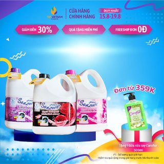 Can nước giặt xả quần áo đậm đặc Sanzoft chính hãng 3 mùi hương thơm 3,5L