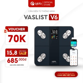Cân Điện Tử Thông Minh Ajido VASLIST V6 - Phân Tích +20 Chỉ Số Sức khỏe, Kết Nối Bluetooth & Lưu Trữ Dữ Liệu Điện Thoại