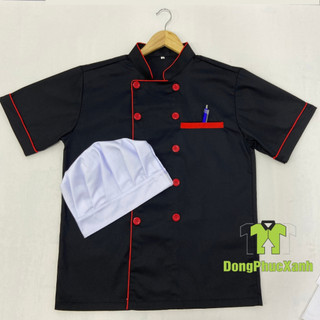 Áo Bếp - Áo Đồng Phục Đầu Bếp Màu Đen Tay Ngắn