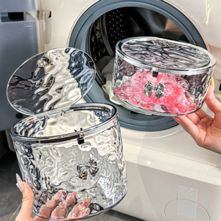 Hộp đựng đồ trong suốt vân kim cương có nắp bấm, hộp đựng kẹp tóc khuyên tai, đựng đồ đa năng.