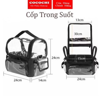 Cốp trong suốt đựng cọ makeup, túi trong suốt đựng mỹ phẩm bằng nhựa pvc trong suốt
