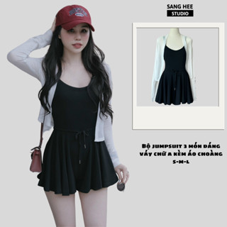Bộ Jumpsuit Dáng Váy Chữ A Ôm Body Kèm Áo Choàng Rút Dây Eo Tôn Dáng Siêu Xinh (CÓ QUẦN BẢO HỘ) SANGHEE