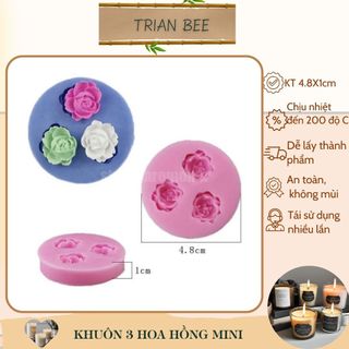 khuôn silicon 3 bông hoa hồng nhỏ