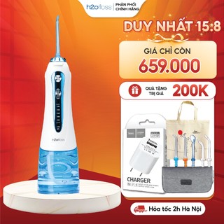 Máy Tăm Nước H2oFloss HF9P 5 Cấp Độ Tia Nước, Lực Bắn 130PSI, Pin 2500mAh, Dung tích 300ml, Đổi Mới 12 tháng, Tặng Túi