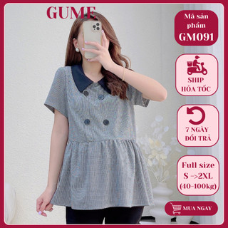 Áo bầu GUME Áo bầu công sở bigsize 40-100kg siêu xinh dáng babydoll GM091 chất dày dặn lịch sự, mặc đi làm đi chơi
