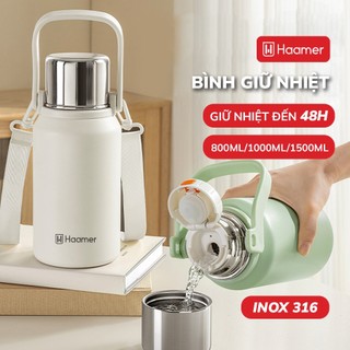  Bình giữ nhiệt Haamer INOX 316 an toàn cho sức khỏe Dung tích 800ml  1000ml  1500ml giữ nhiệt lên đến 48h - B004 