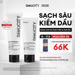 Bộ sản phẩm chăm sóc da làm sạch bảo vệ toàn diện cho nam Men Stay Simplicity Starter Duo: Sữa rửa mặt x Kem dưỡng ẩm