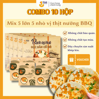 Combo 10 hộp (5 lớn + 5 nhỏ) Bánh ép Hue One Food vị thịt nướng BBQ thơm ngon giòn rụm