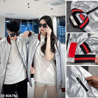 Áo Khoác Bomber Da Phôi Viền G.C cao cấp Áo Khoác Da Bạc Đen Trắng Phong Cách Nam Nữ Tay Dài Menswear Jacket