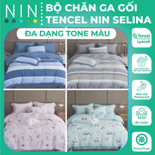 Bộ 6 món drap, áo gối và mền NIN Tencel SELINA 900 mẫu mới 2024 chất lụa tencel mềm mát