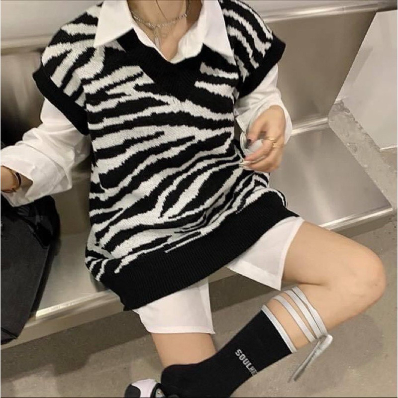 Áo gile len ngựa vằn Qccc siêu xinh