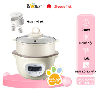 Nồi nấu chậm Bear 1.6L SUBE002, bản Tiếng việt nấu cháo, ninh, hầm có tính năng hẹn giờ và giữ nhiệt