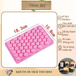 Khuôn silicon trang trí 55 trái tim nhỏ, chịu nhiệt tốt, không mùi, khuôn tạo hình Trian Bee
