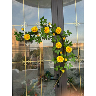 Dây Hoa Hồng Gai Leo bông vừa Cao Cấp- Dây hoa giả cao cấp 1m65  day hoa lụa