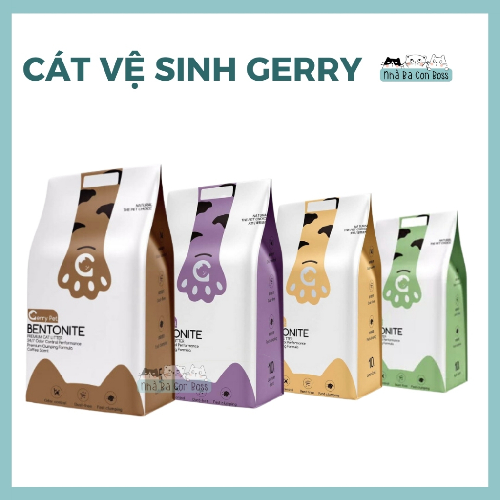 Combo 4 cát vệ sinh cho mèo Gerry Pet 8L/ Kitty Care 5L