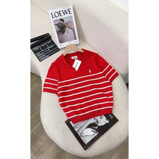 Áo Len Nữ Cổ Đức Họa Tiết Kẻ Ngang Thêu Ngựa Kiểu Dáng Free Size Chất Len Mềm Mịn  Evalover AL20240022