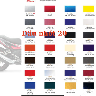 Sơn samurai màu xe máy honda, sơn theo chuẩn xe honda, đỏ candy h138, bạc sáng h111, xanh dương h195m, xanh, trắng, ....
