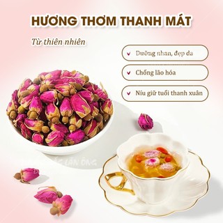 Nụ hoa hồng Đà Lạt 100g, trà hoa hồng, nụ hoa hồng khô, thơm, dùng pha trà, decor, trang trí - Lãn Ông