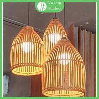 Chao đen mây tre đan hình khum nơm chao đèn thả trần trang trí quán cafe quán ăn