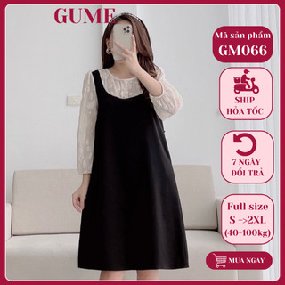 Váy bầu xinh yếm bầu công sở dáng đuôi cá tay áo organza cao cấp yếm may liền áo GM066