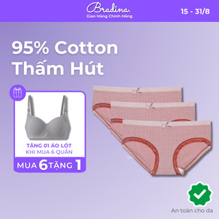 Combo 3 Quần lót nữ Caro Bradina, chất Cotton siêu co giãn thấm hút QLC10