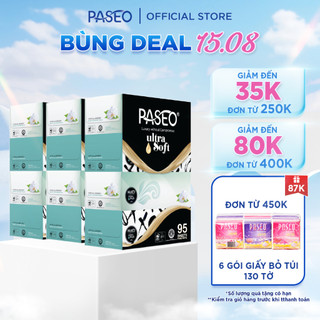 Combo 12 hộp khăn giấy lau mặt Paseo Hypo-allergic XOXO 95 tờ, 3 lớp