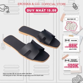 Dép đi biển thời trang Erosska quai chữ H màu đen - DE036