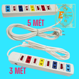 Ổ cắm điện lioa - 2200w/10a - 4 ổ cắm 2 chấu - 4 công tắc – ổ cắm có dây 3 mét và 5 mét – 4sof3w và 4sof5w - màu trắng