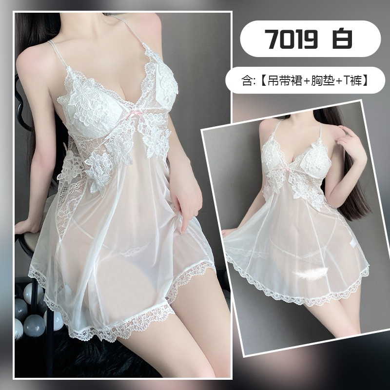 Váy ngủ sexy, đầm ngủ gợi cảm voan mỏng thêu ngực nổi, đính nơ hàng cao cấp tặng kèm chip | BigBuy360 - bigbuy360.vn